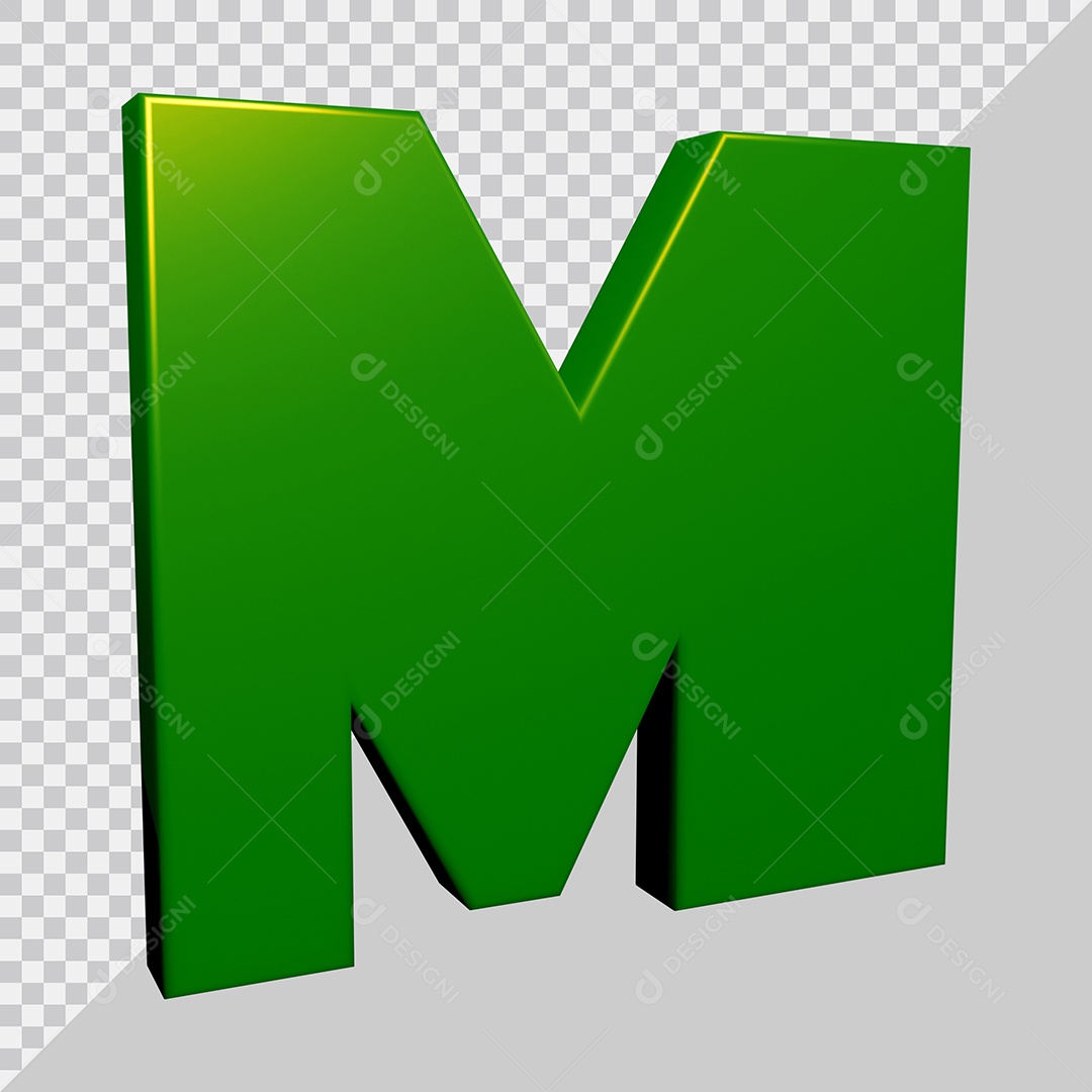 Elemento 3D Para Composição Letra M Verde PSD