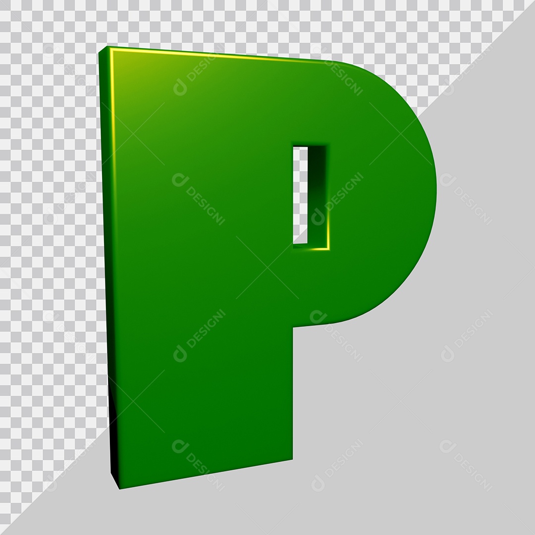 Elemento 3D Para Composição Letra P Verde PSD