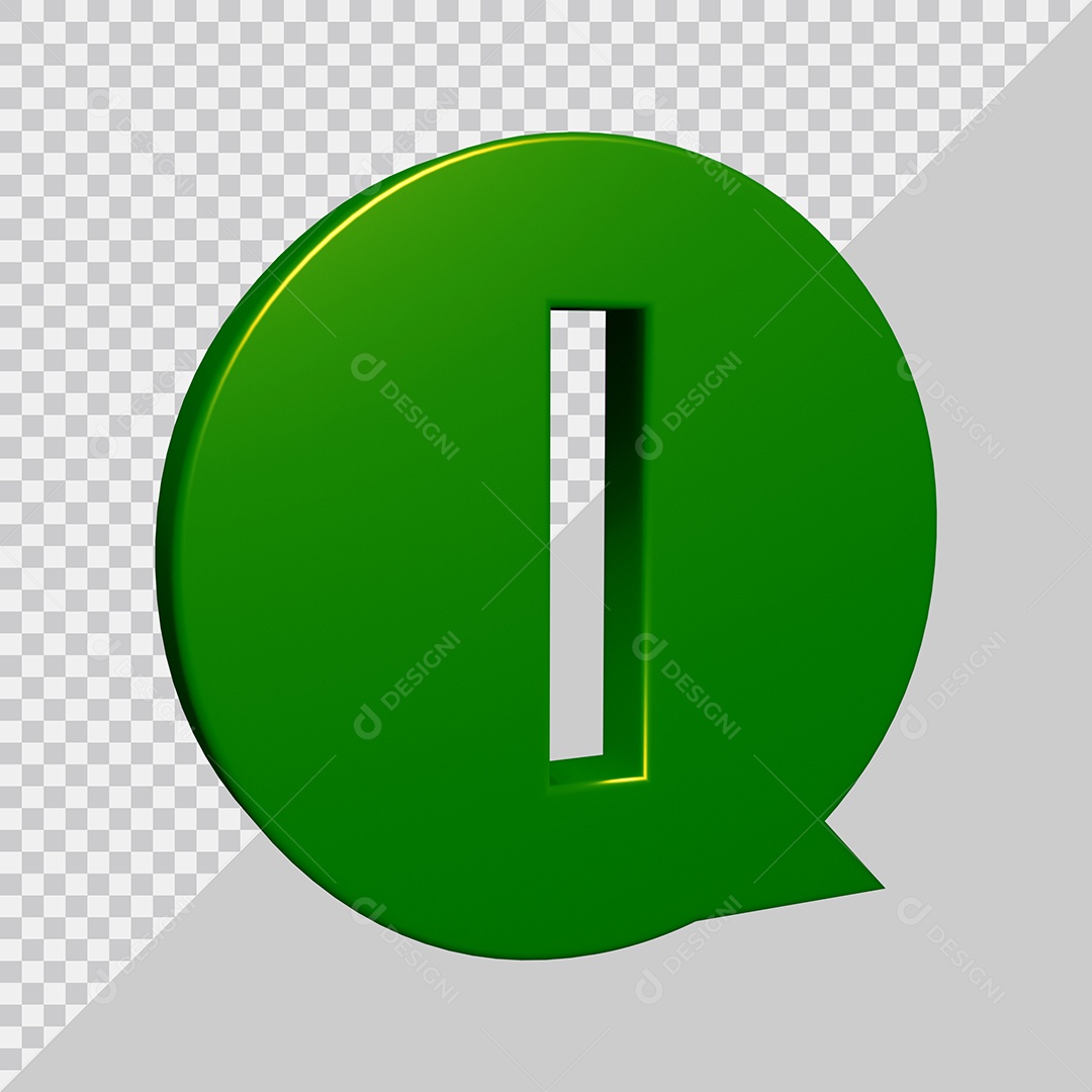 Elemento 3D Para Composição Letra Q Verde PSD