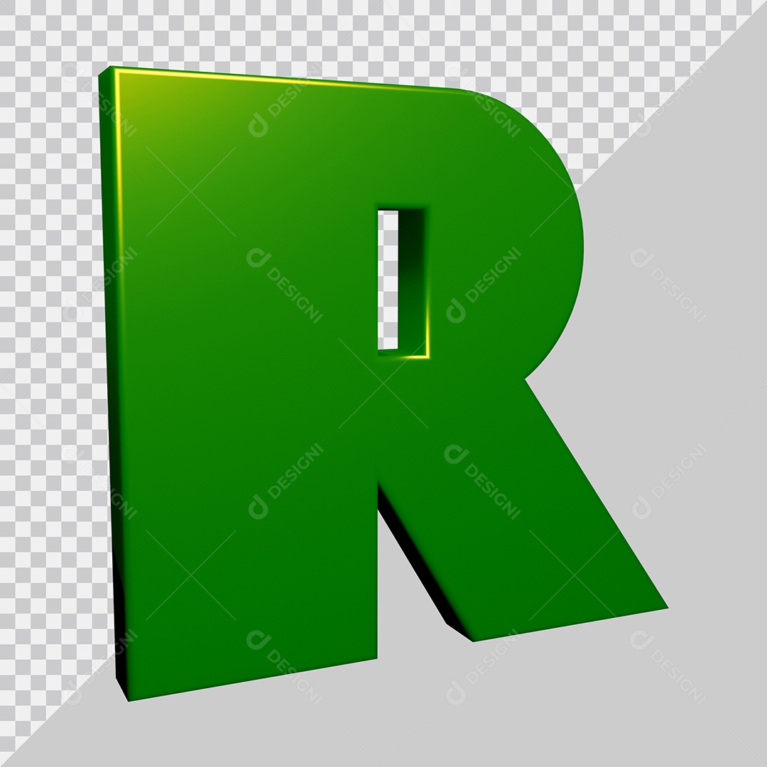 Elemento 3D Para Composição Letra R Verde PSD
