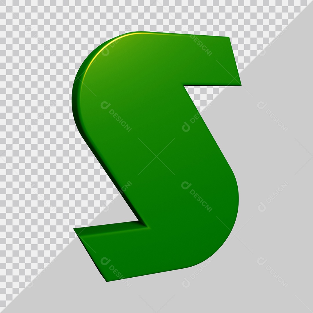 Elemento 3D Para Composição Letra S Verde PSD