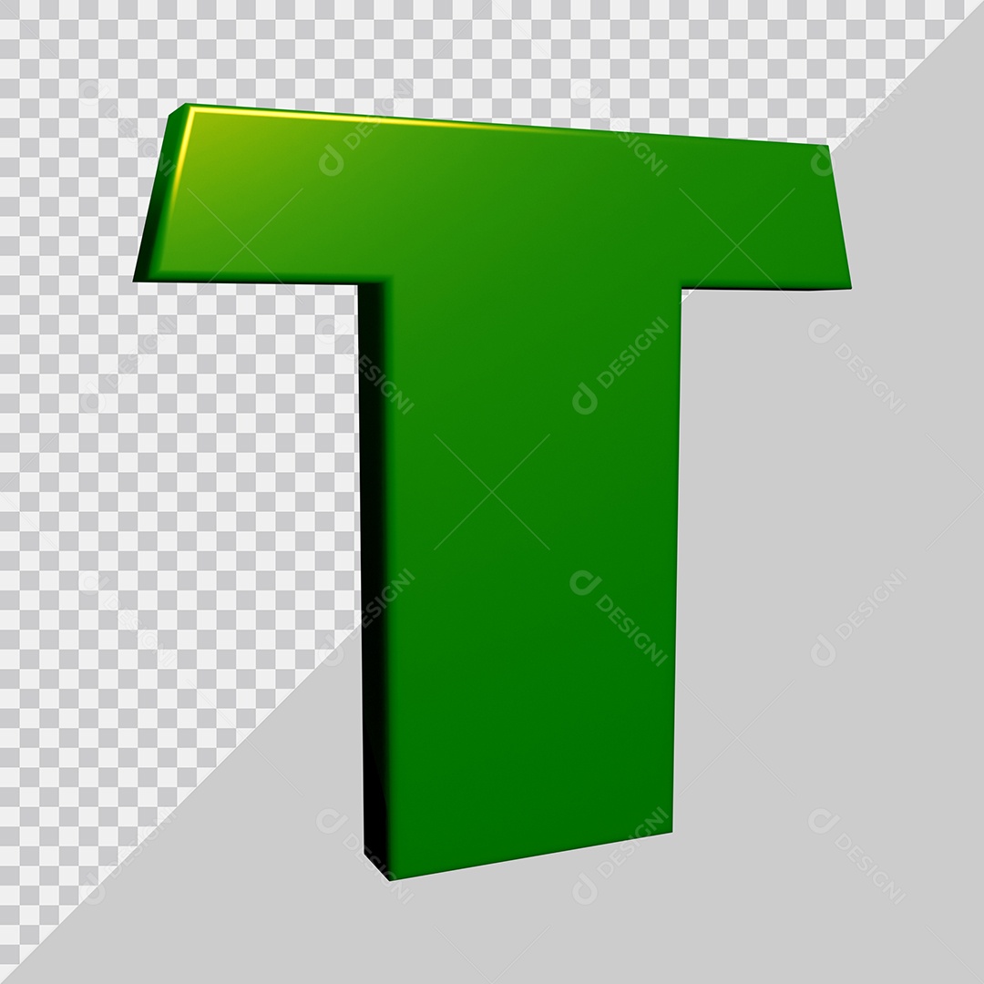 Elemento 3D Para Composição Letra T Verde PSD