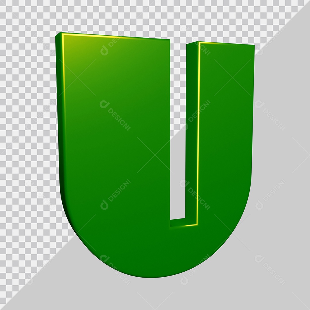 Elemento 3D Para Composição Letra U Verde PSD