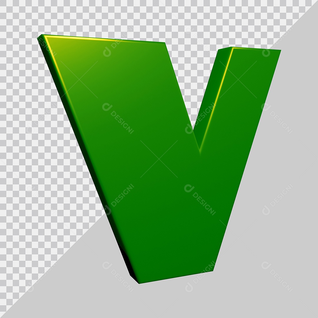 Elemento 3D Para Composição Letra V Verde PSD
