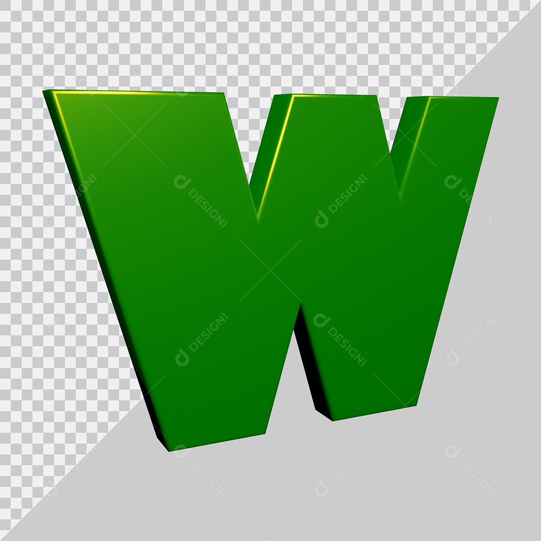 Elemento 3D Para Composição Letra W Verde PSD