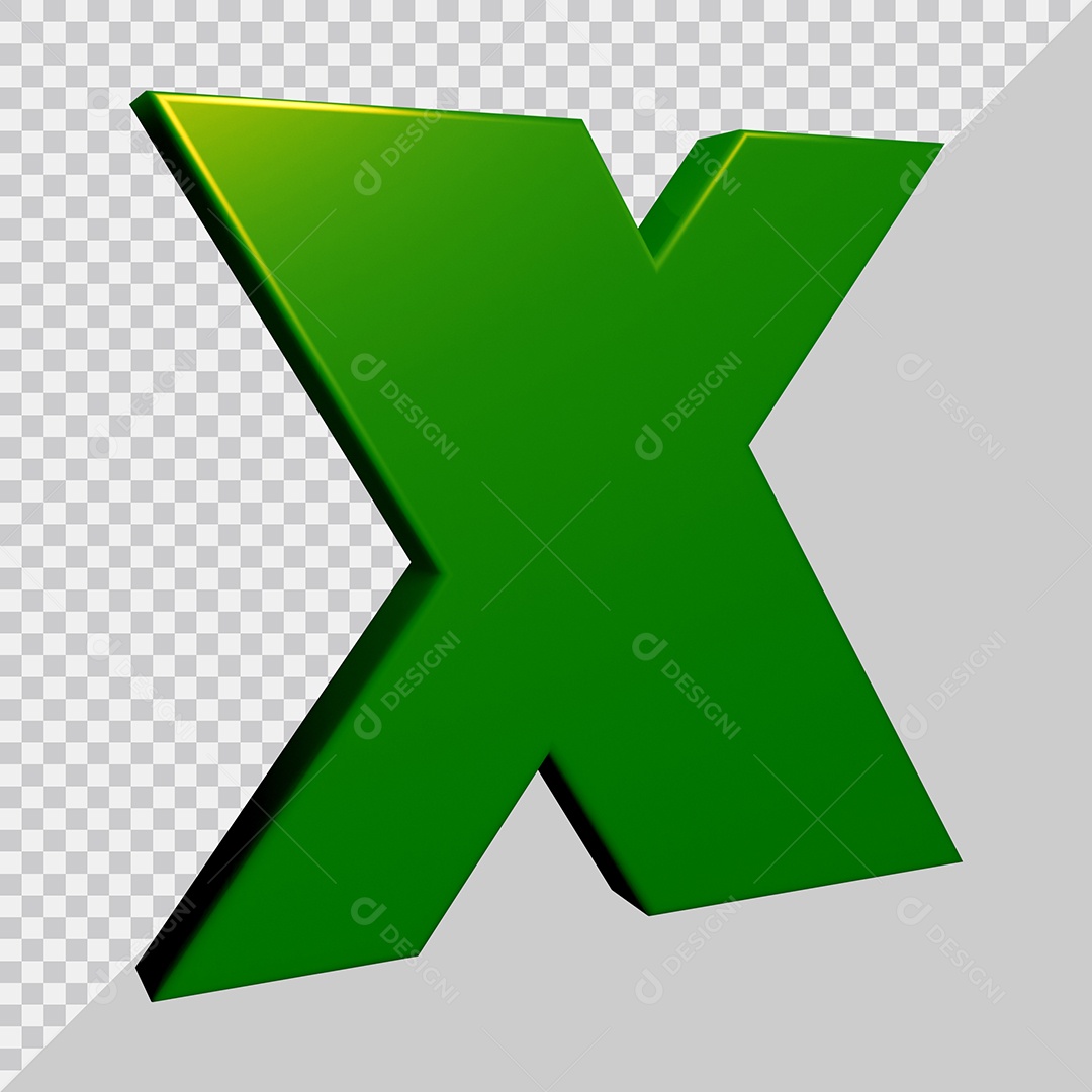 Elemento 3D Para Composição Letra X Verde PSD