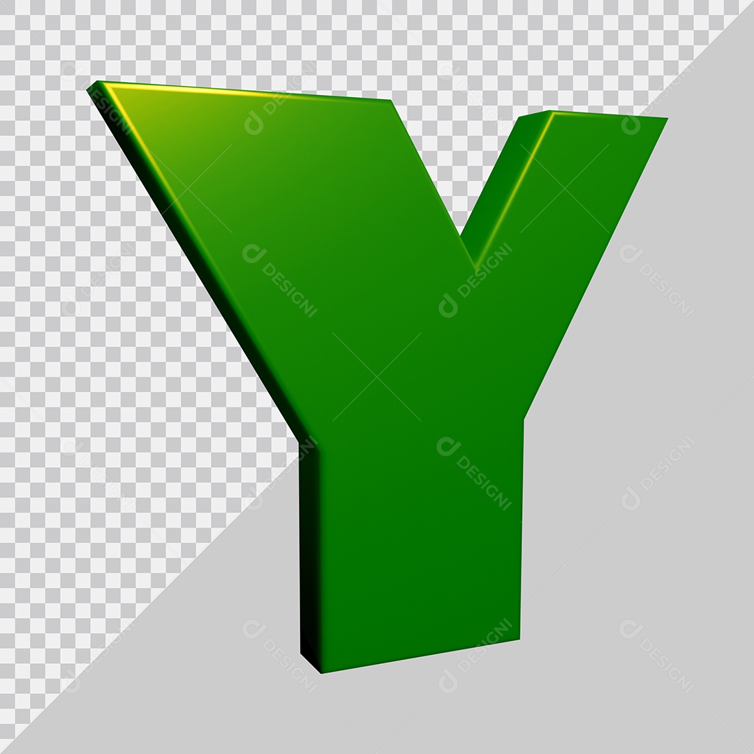 Elemento 3D Para Composição Letra Y Verde PSD