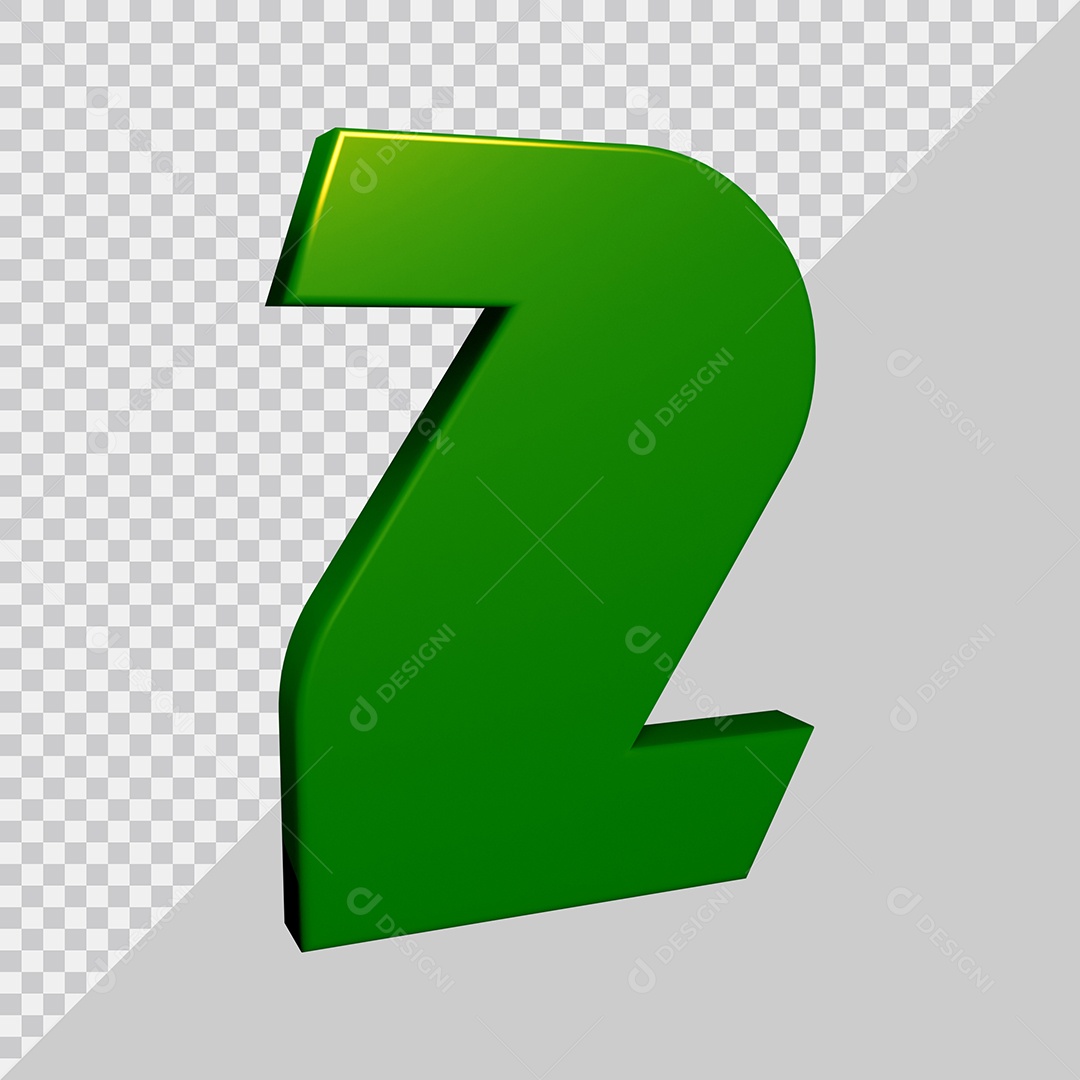 Elemento 3D Para Composição Número 2 Verde PSD