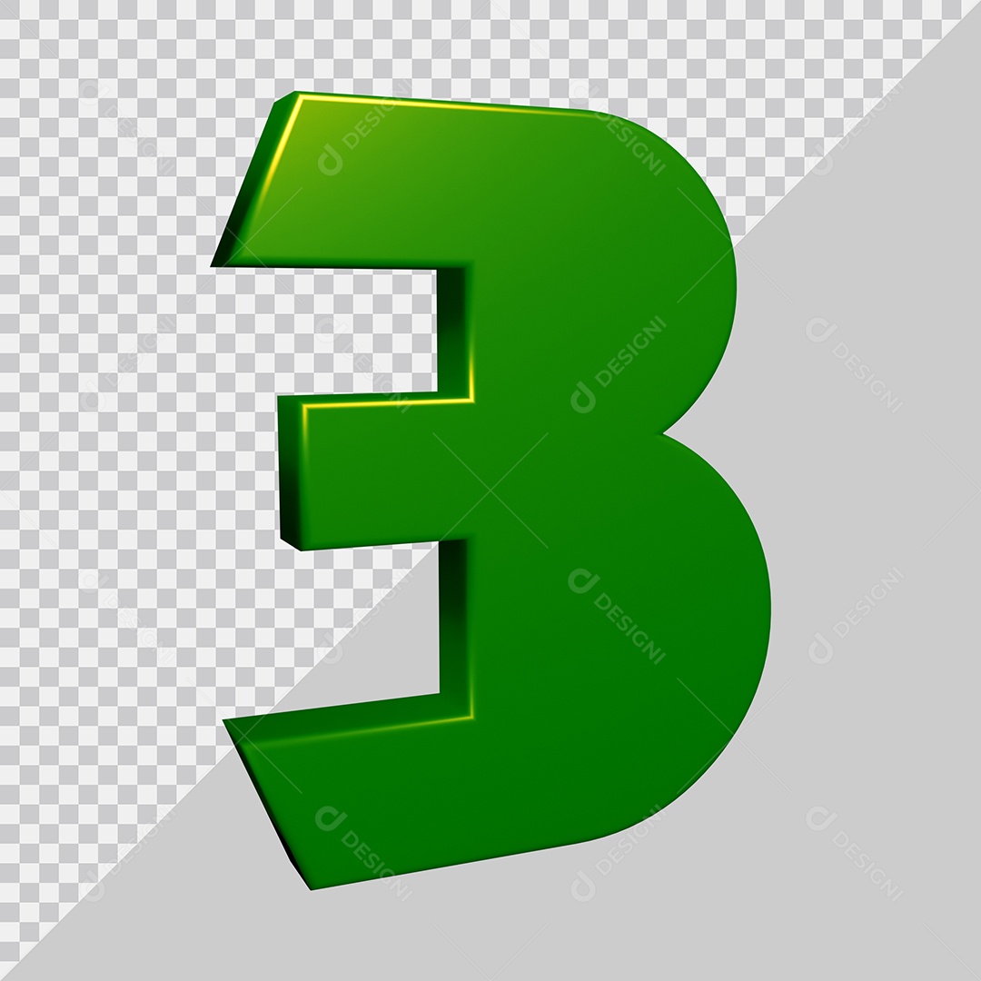 Elemento 3D Para Composição Número 3 Verde PSD