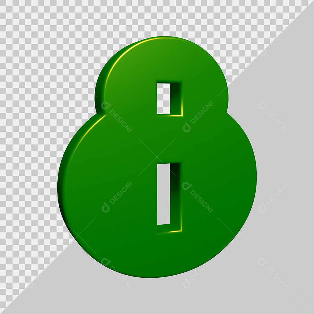 Elemento 3D Para Composição Número 8 Verde PSD
