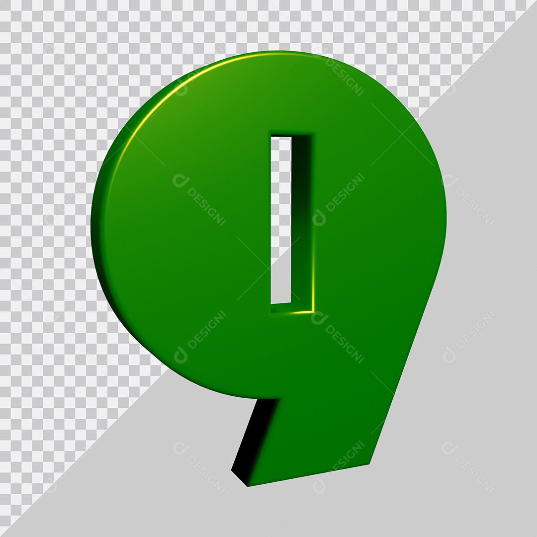 Elemento 3D Para Composição Número 9 Verde PSD