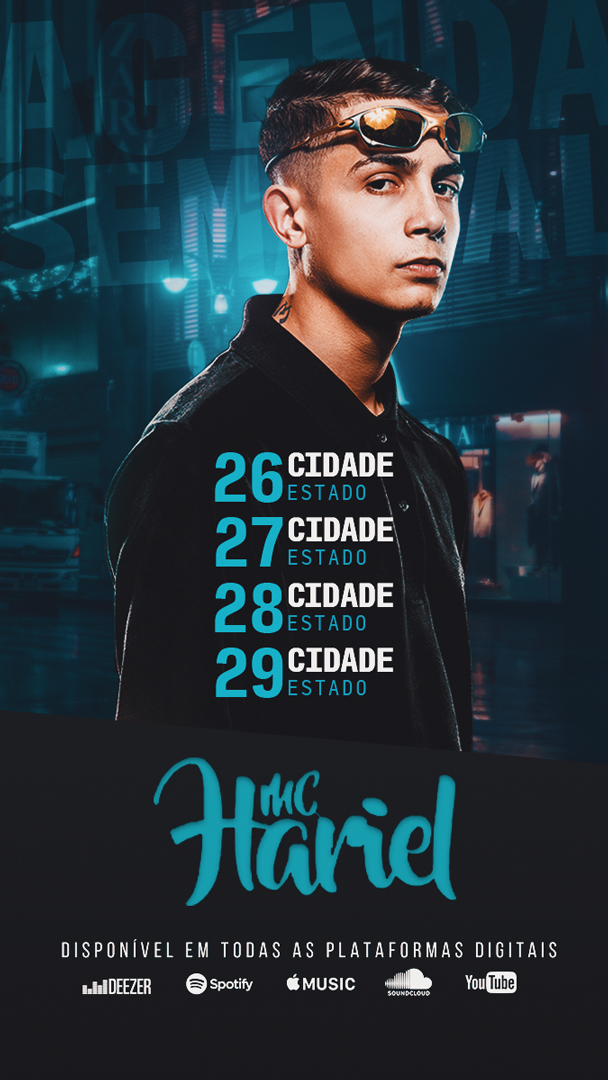 Social Media Story Agenda da Semana Cantor MC Hariel PSD Editável