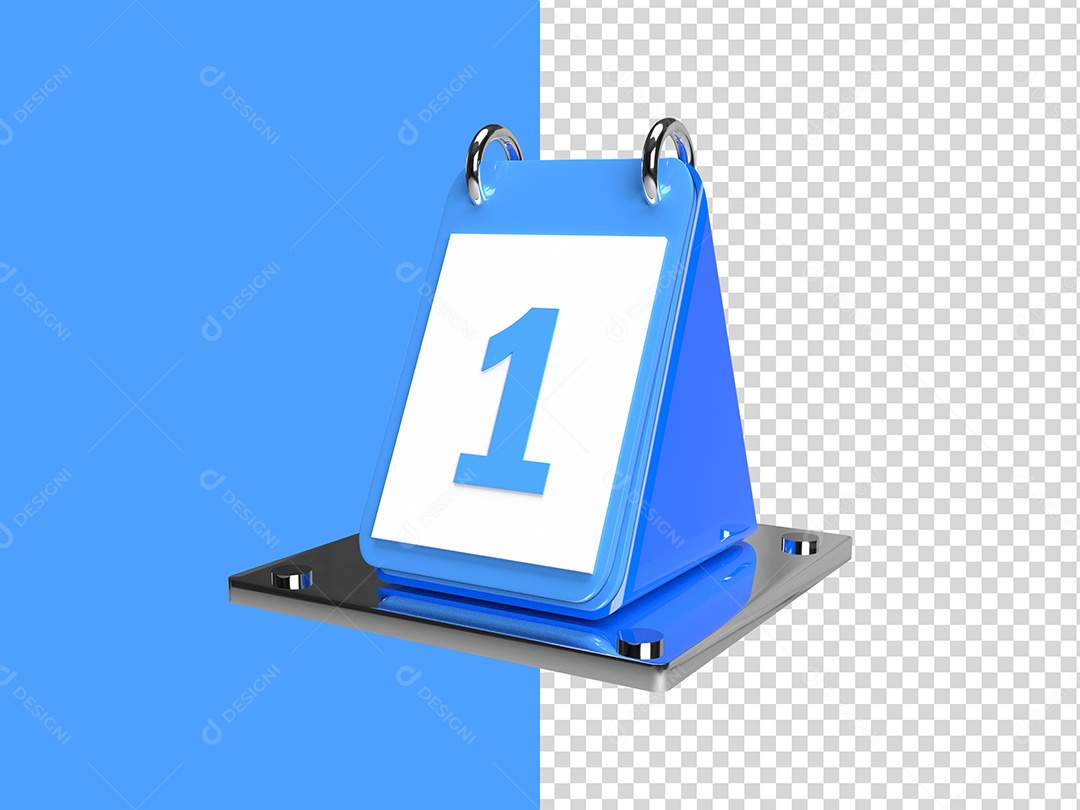 Elemento 3D Calendário Data Dia 1 Azul PSD