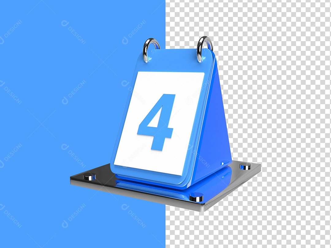 Elemento 3D Calendário Data Dia 4 Azul PSD