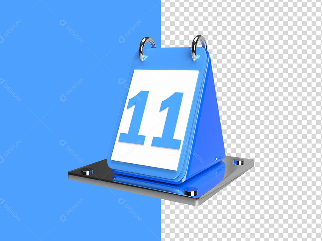 Elemento 3D Calendário Data Dia 11 Azul PSD