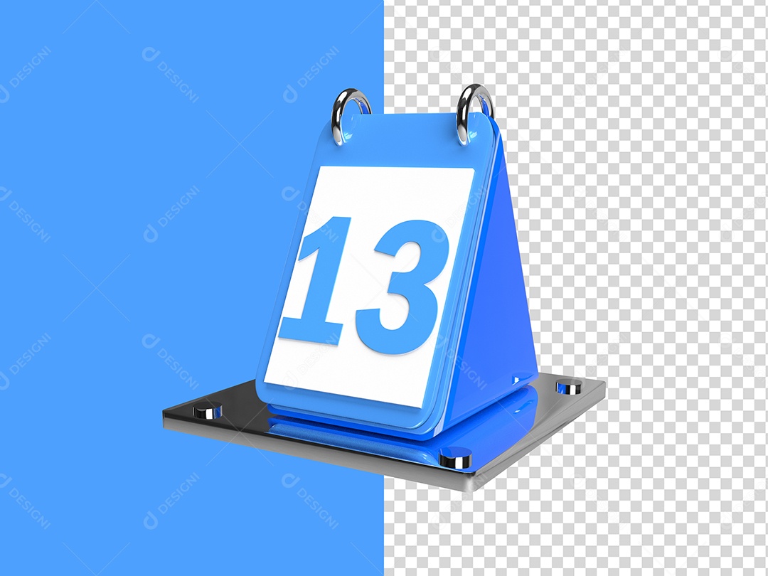 Elemento 3D Calendário Data Dia 13 Azul PSD