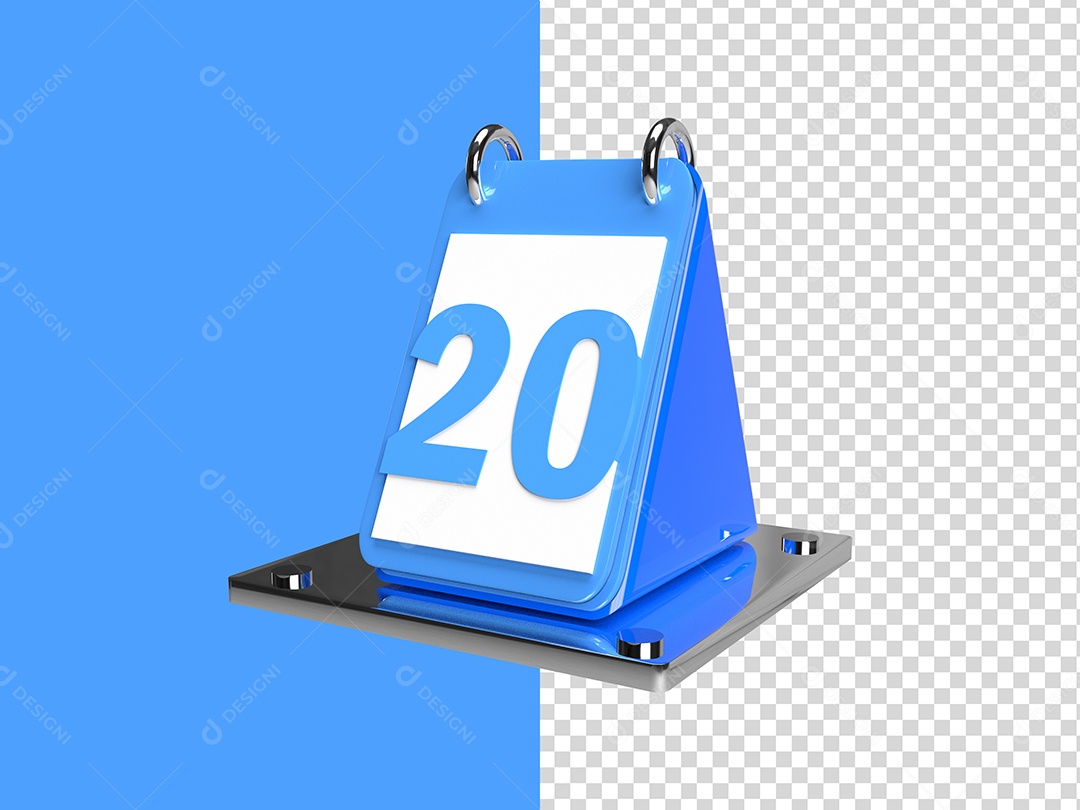 Elemento 3D Calendário Data Dia 20 Azul PSD