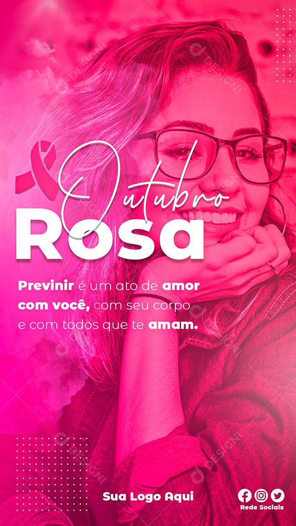 Story Prevenir é ato de Amor com Você Outubro Rosa Social Media PSD Editável