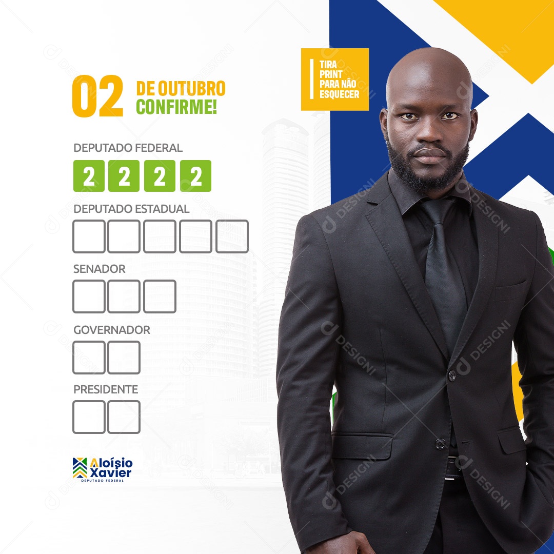 Social Media Política Eleições Santinho 02 de Outubro Confirme PSD Editável