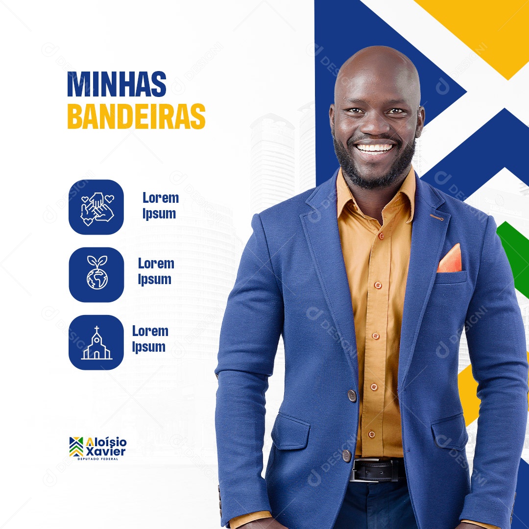 Social Media Política Deputados, Minhas Bandeiras PSD Editável