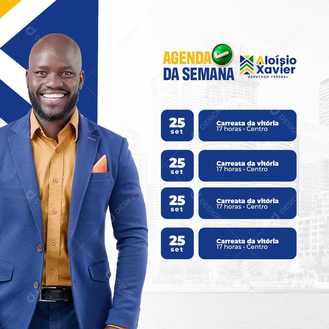 Social Media Política Eleições Agenda da Semana Carreata da Vitória PSD Editável