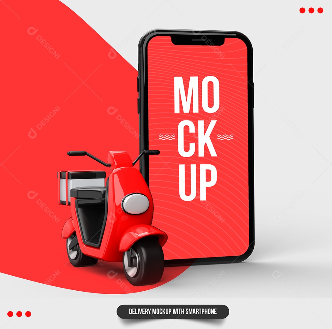 Mockup Telefone e Scooter Vermelha PSD
