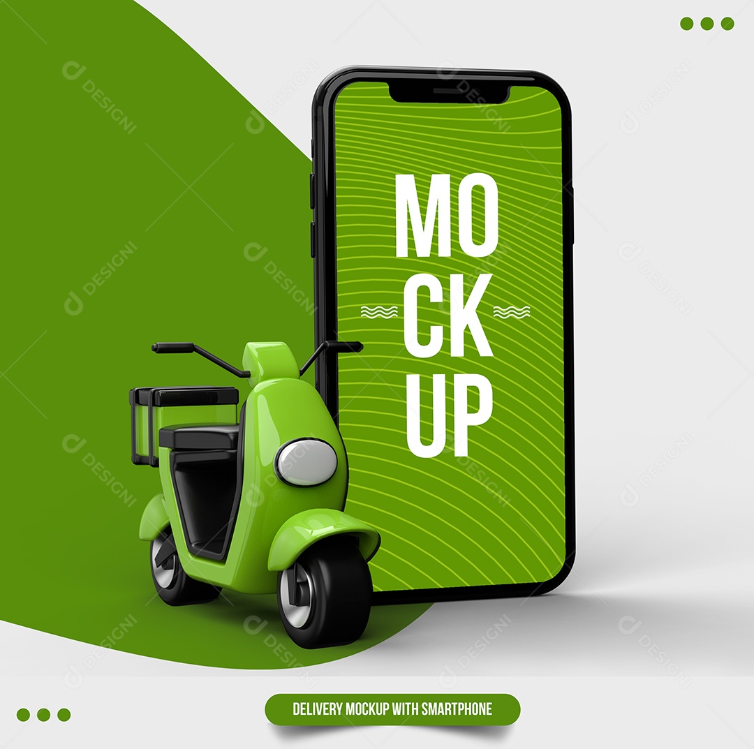 Mockup Telefone e Scooter Verde PSD