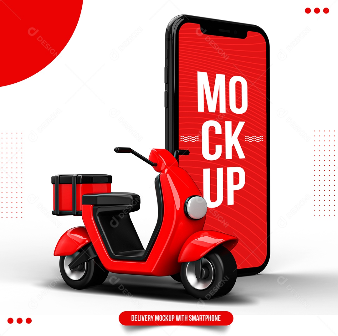 Mockup Telefone e Scooter Vermelha PSD