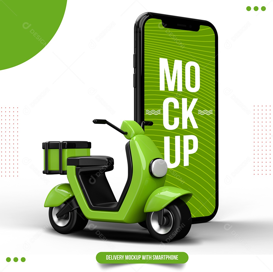 Mockup Telefone e Scooter Verde PSD