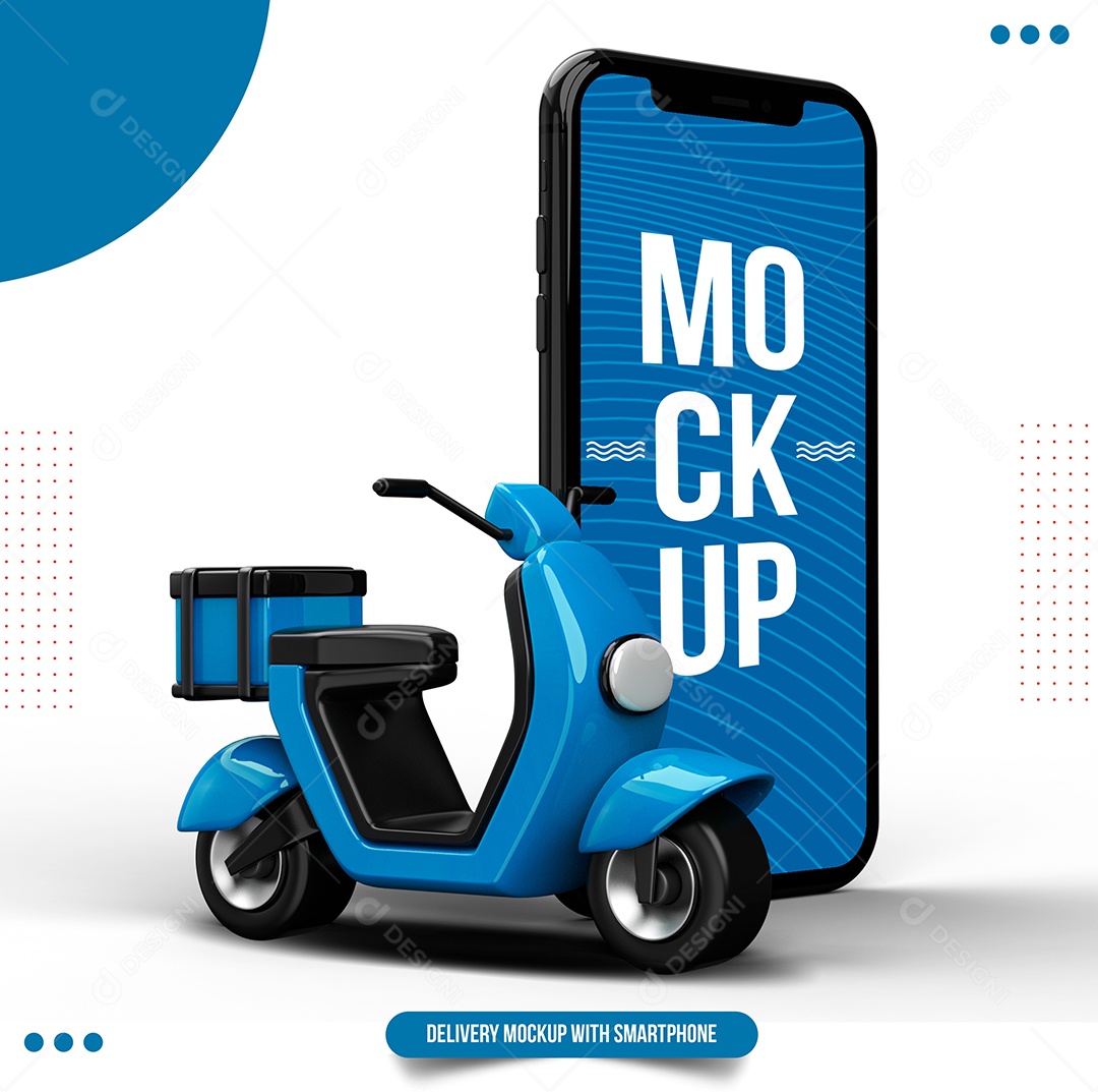 Mockup Telefone e Scooter Azul PSD