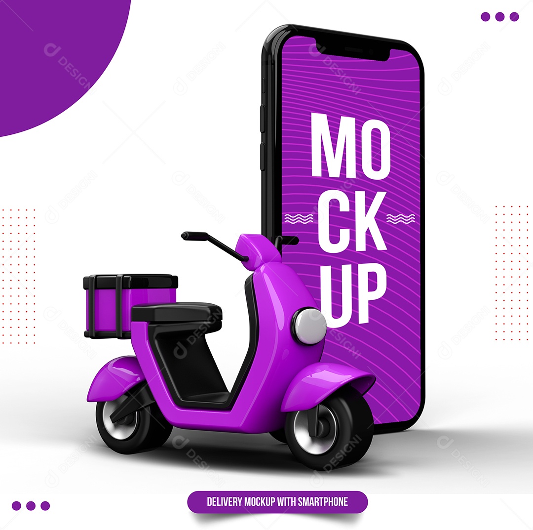 Mockup Telefone e Scooter Roxa PSD