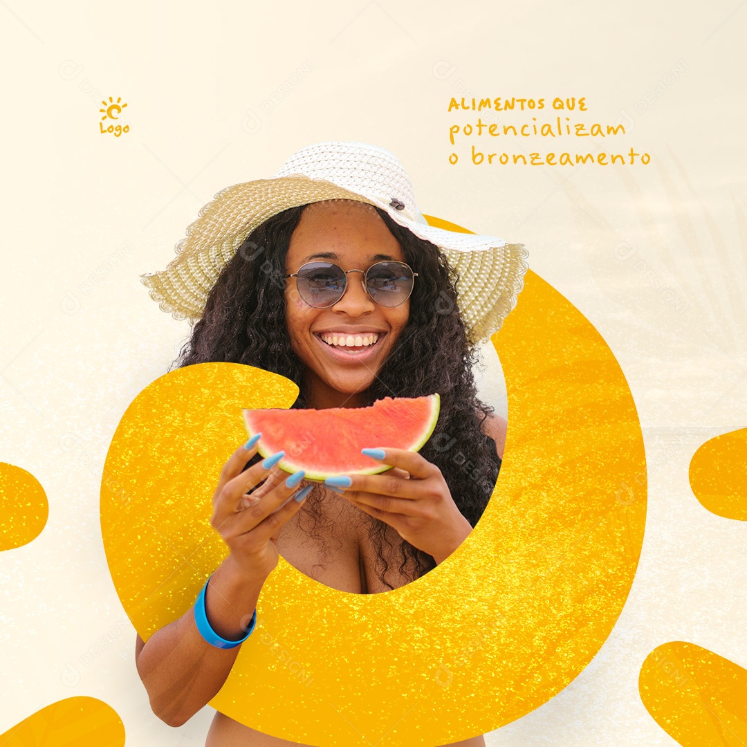 Alimentos que Potencializam o Bronzeamento Social Media PSD Editável