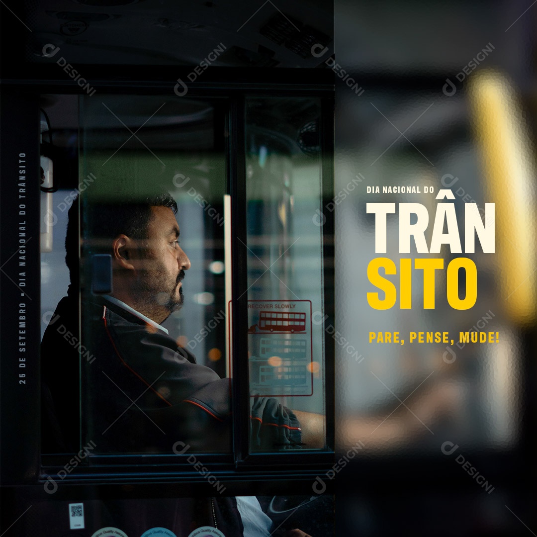 National Traffic Day September 25th Stop Think Change Social Media Editable PSD