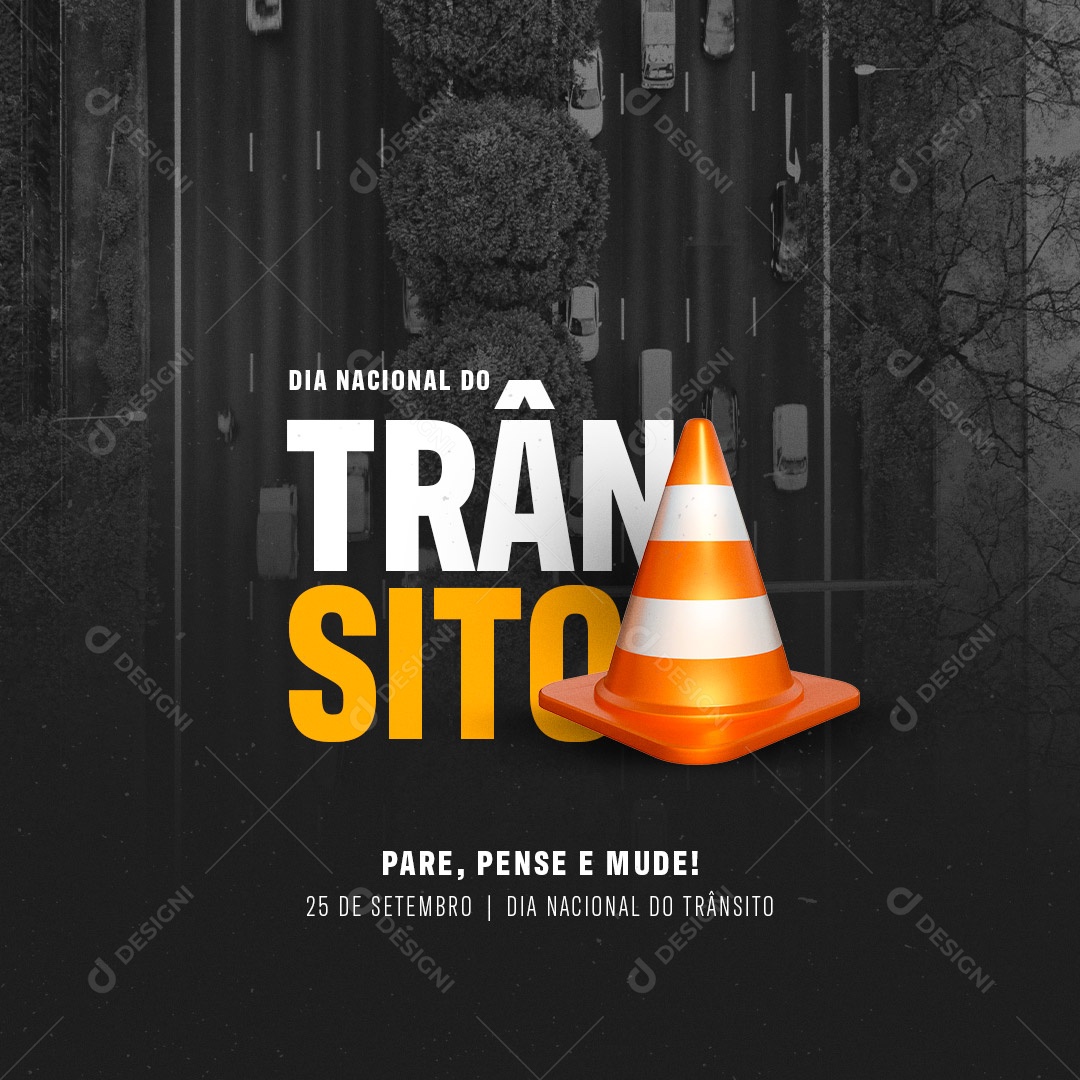 Dia Nacional do Trânsito Conscientização Social Sobre os Cuidados Básicos Social Media PSD Editável