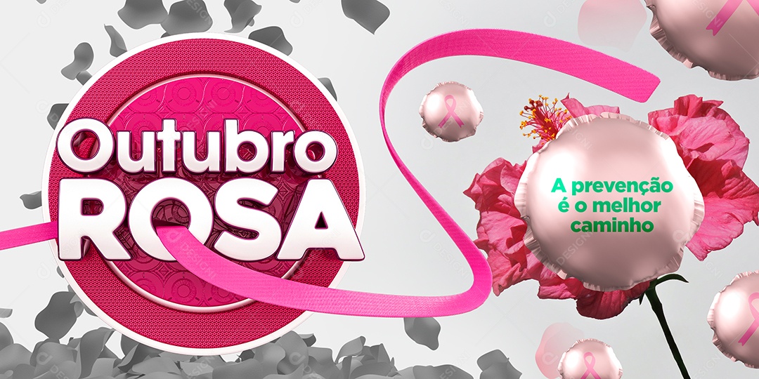 Banner A Prevenção é o Melhor Caminho Outubro Rosa Social Media PSD Editável