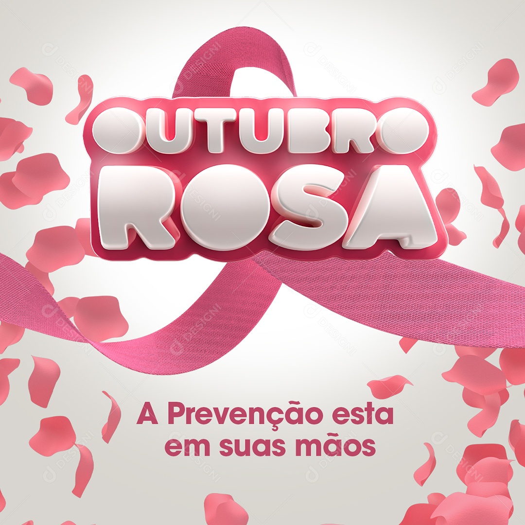 A Prevenção esta em suas Mãos Outubro Rosa Social Media PSD Editável