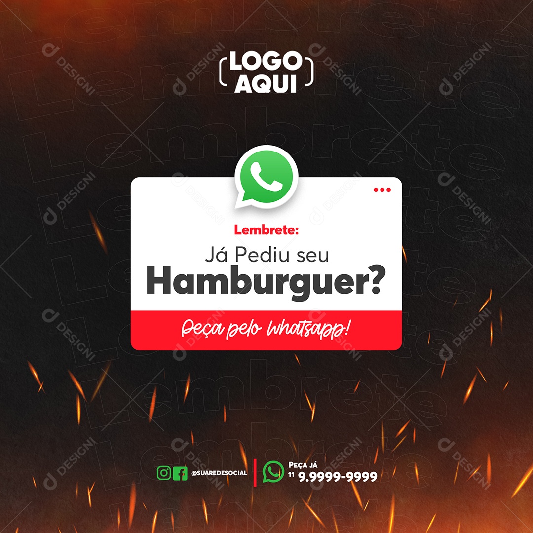 Social Media Já Pediu Seu Hamburguer PSD Editável