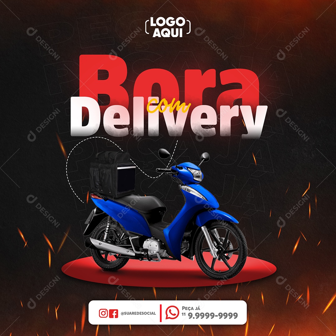 Social Media Hamburgueria Bora Com Delivery PSD Editável