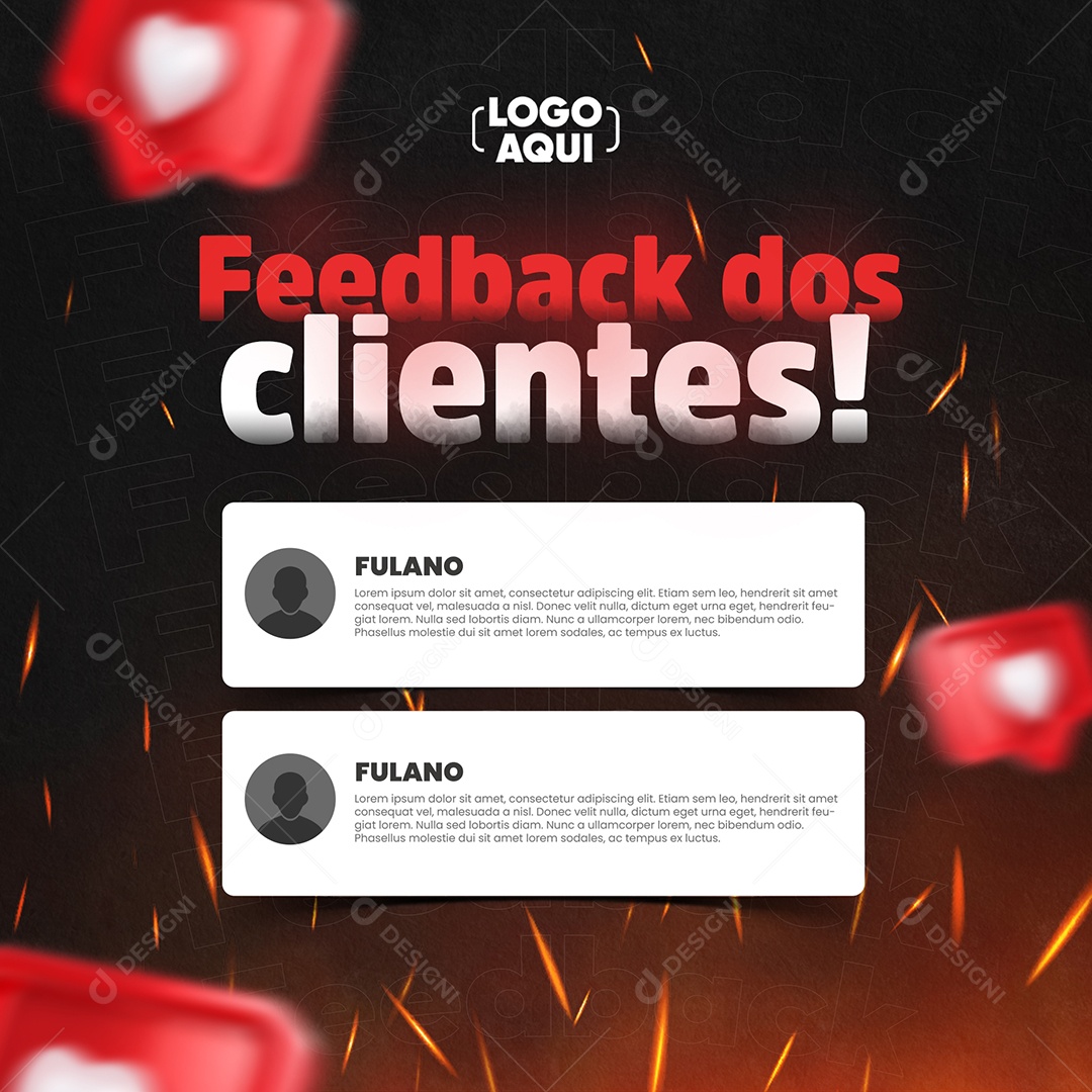 Social Media Hamburgueria Feedback Dos Clientes PSD Editável
