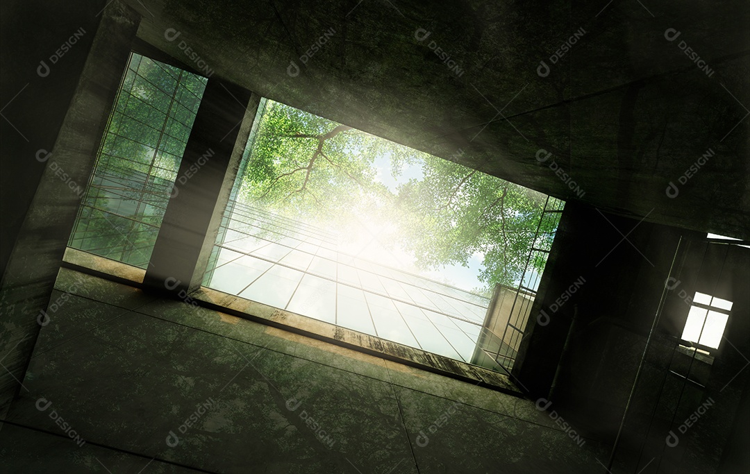 Edifício ecológico na cidade moderna. Oficina de vidro sustentável