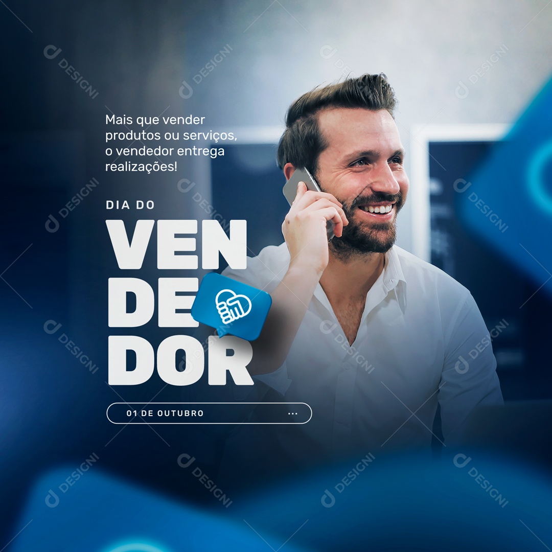 Post Feed Data Comemorativa 01 de Outubro Dia do Vendedor Social Media PSD Editável