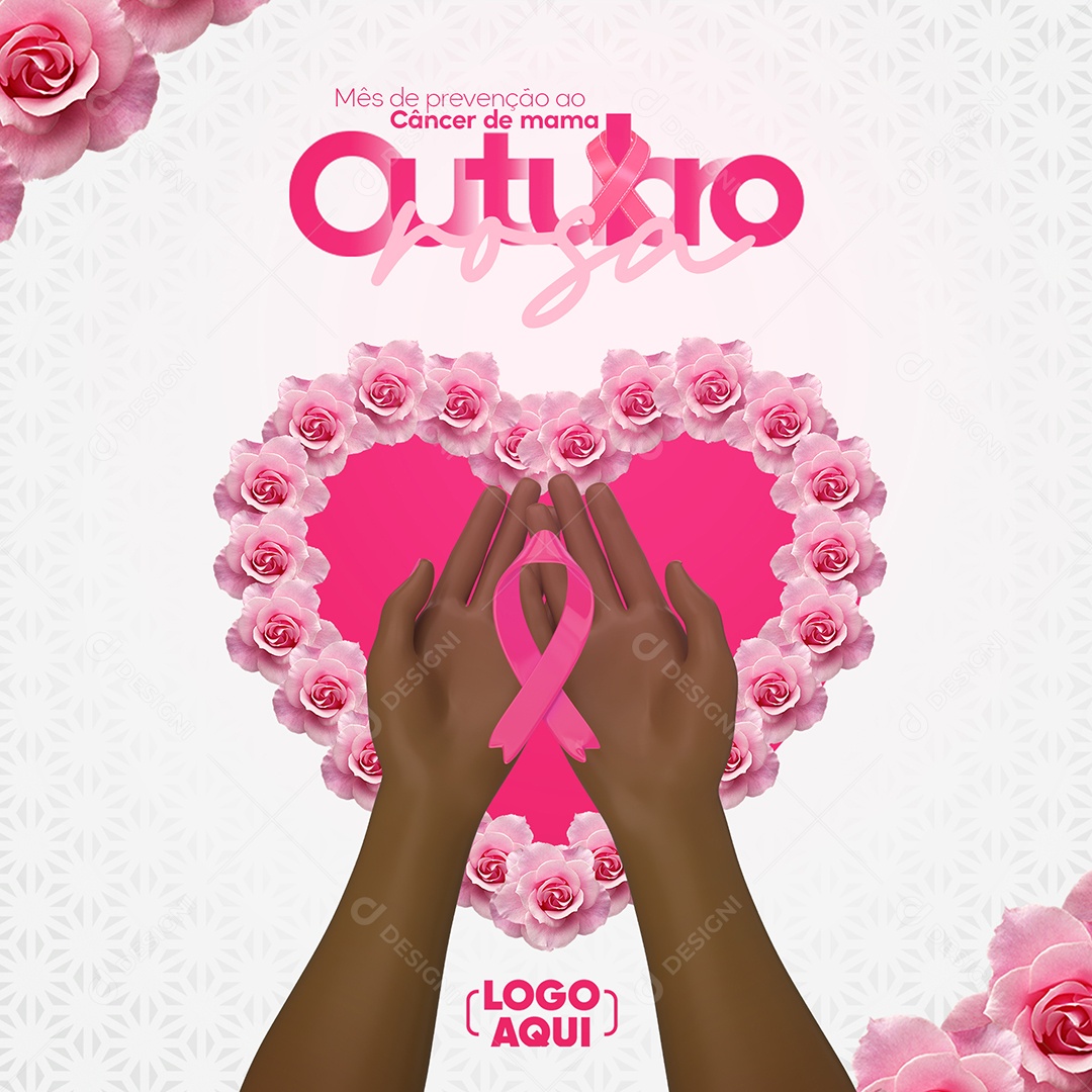Social Media Outubro Rosa Mês de Prevenção Contra o Câncer de Mama PSD Editável