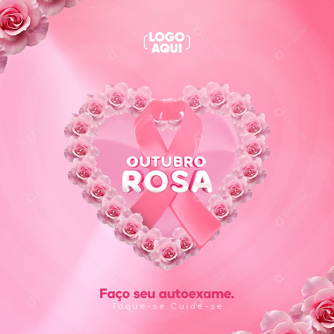 Social Media Outubro Rosa Faça Seu Autoexame PSD Editável