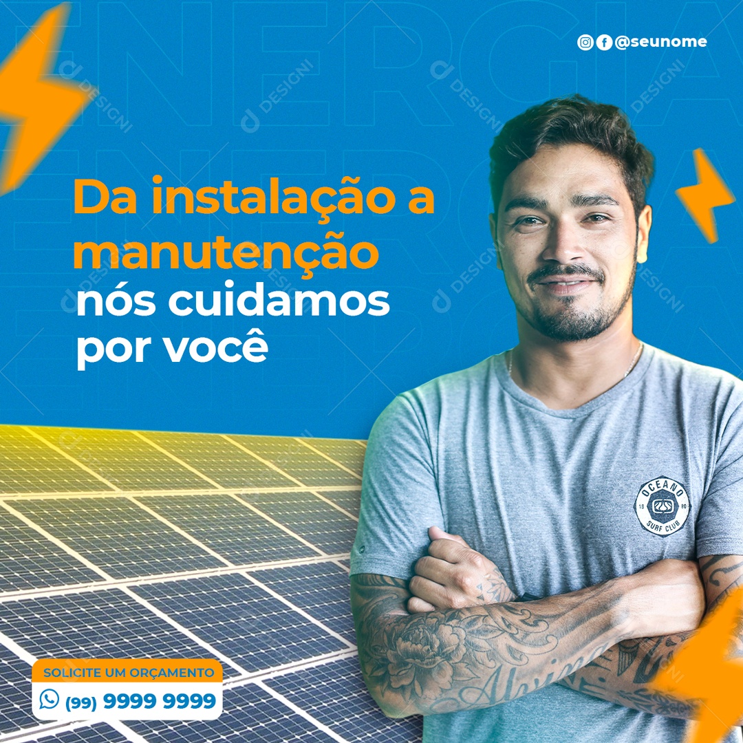 Da Instalação a Manutenção Nós Cuidamos Por Você Social Media PSD Editável