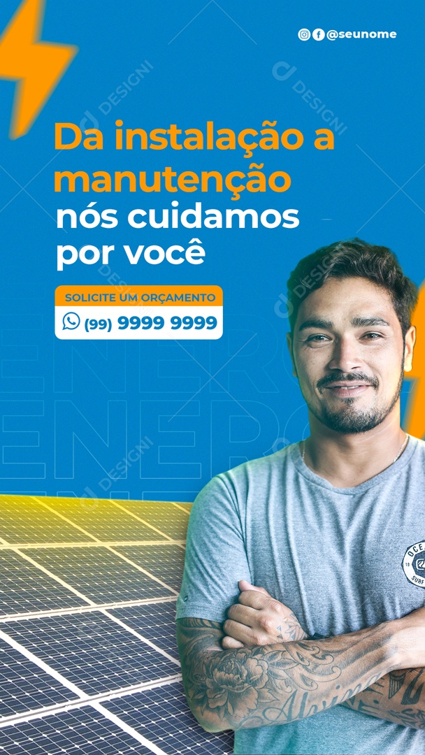 Da Instalação a Manutenção Nós Cuidamos Por Você Social Media PSD Editável