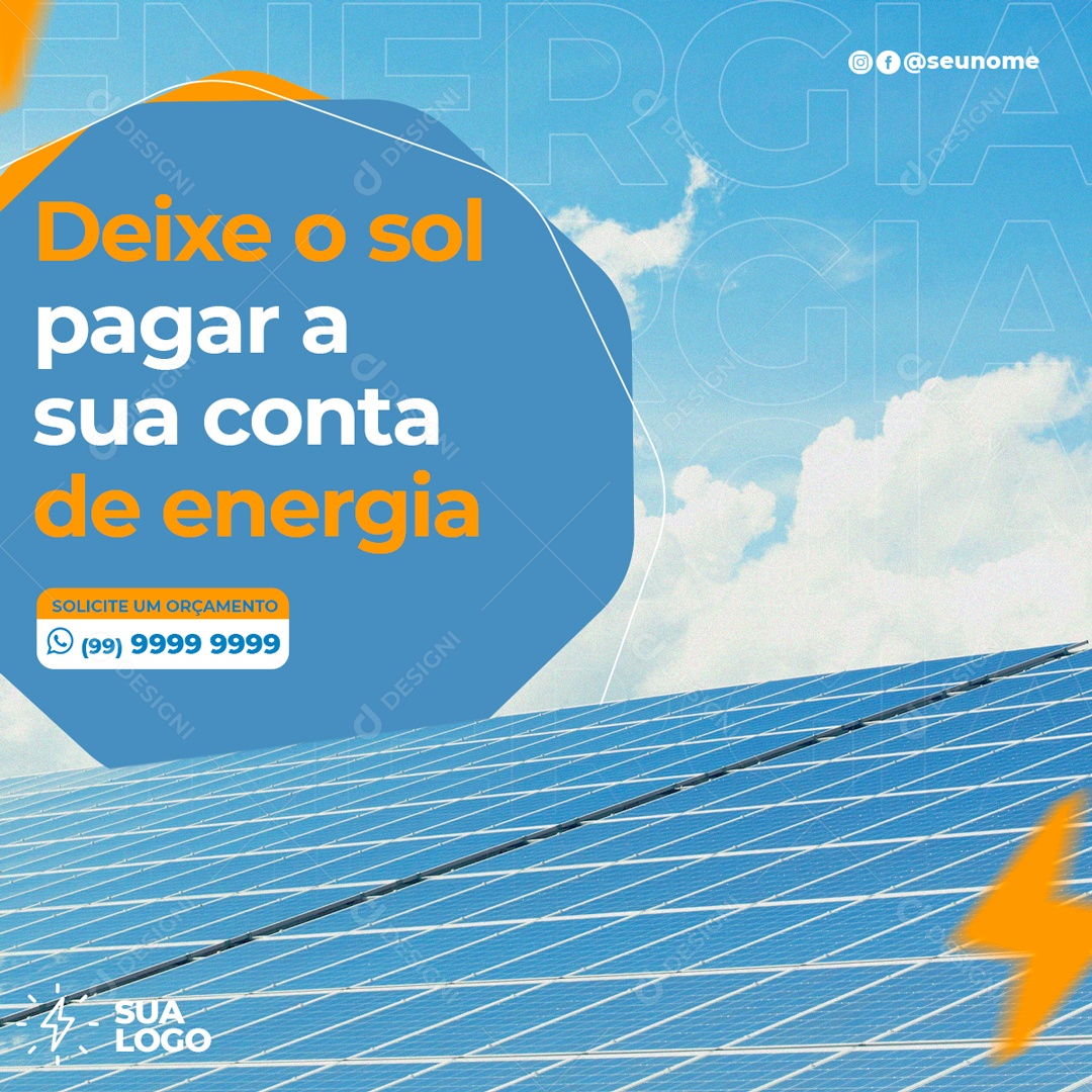 Deixe o Sol Pagar a Sua Conta Energia Solar Social Media PSD Editável