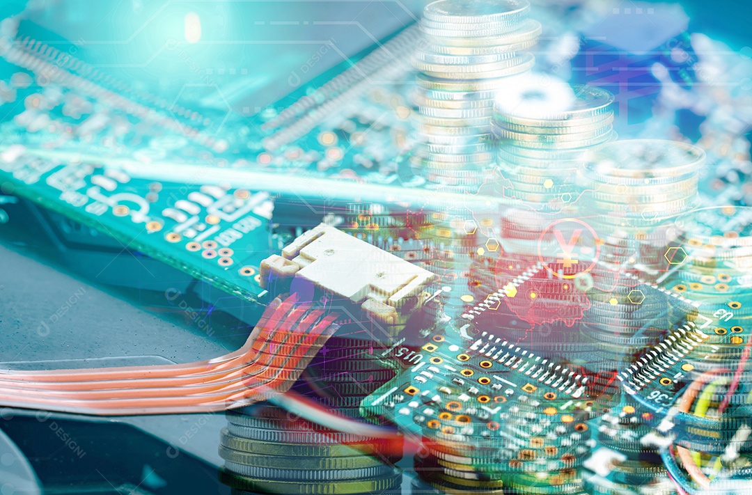 Placa de circuito eletrônico. Placa principal do computador. computador integrado