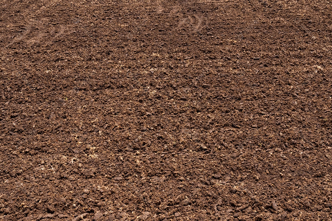 Closeup solo fértil em fazenda agrícola orgânica. Solo sujo