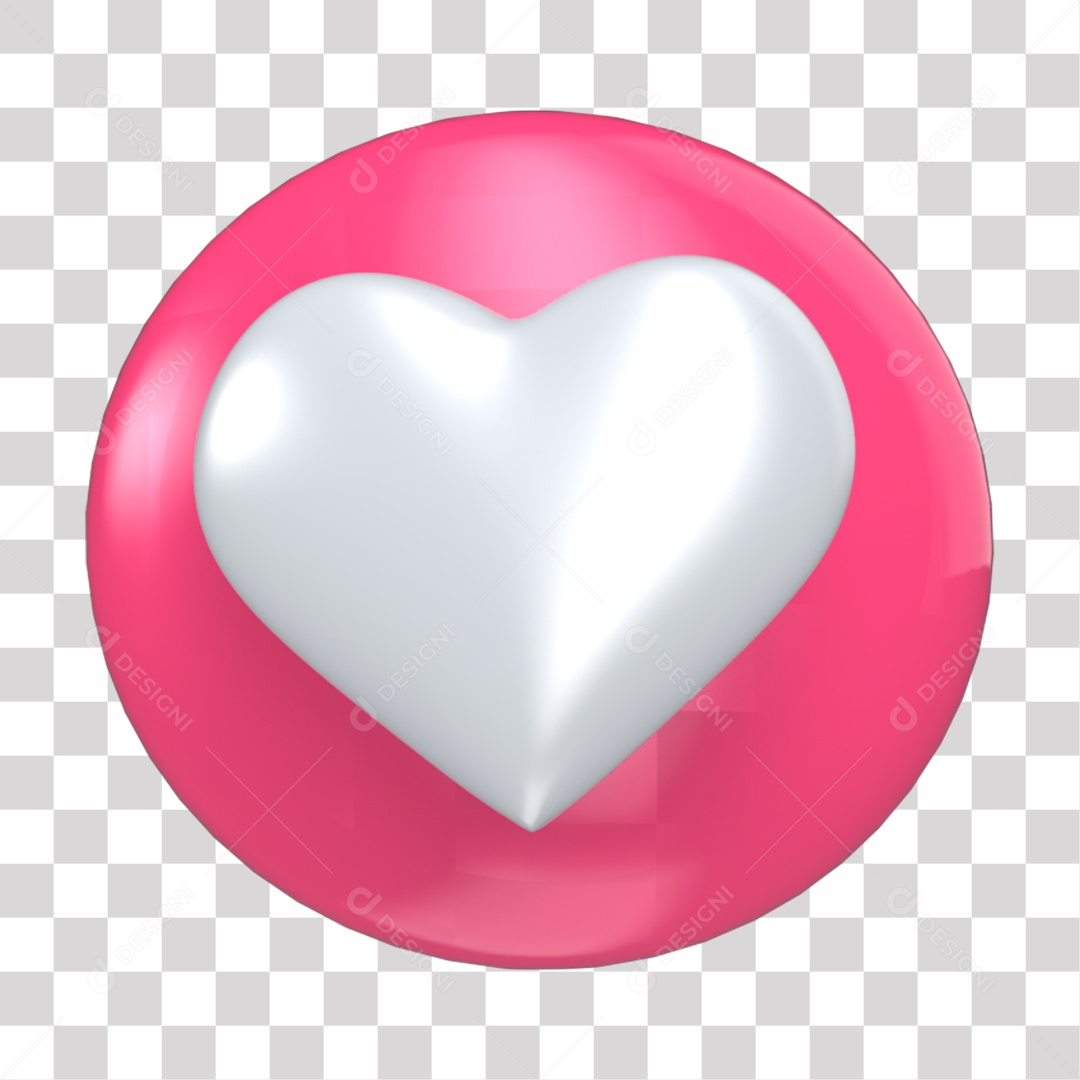 Coração de Outubro Rosa 3D PNG Transparente