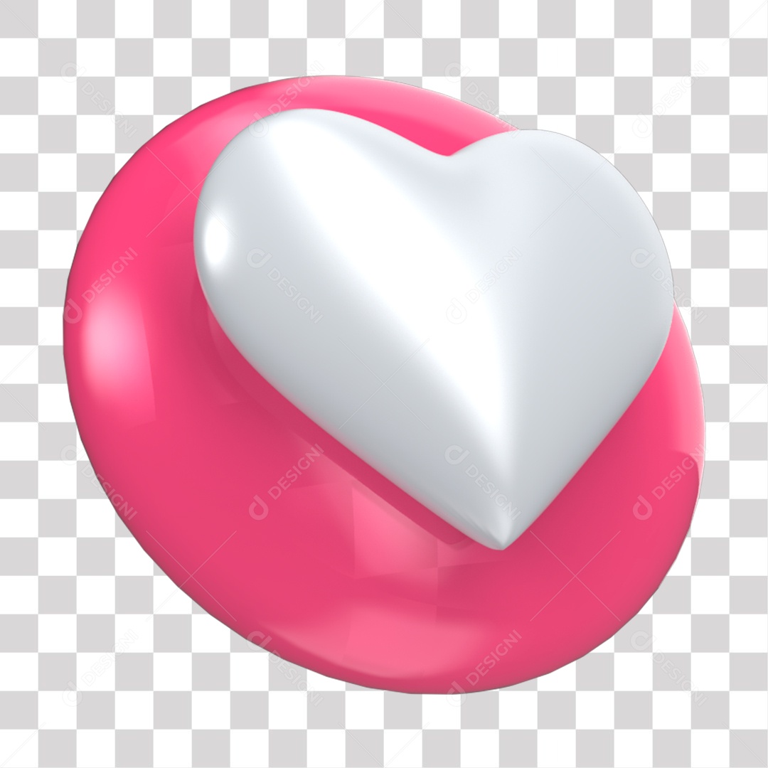 Coração de Outubro Rosa 3D PNG Transparente